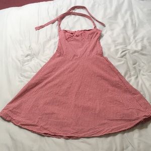 Forever 21 Red Gingham Halter Dress 